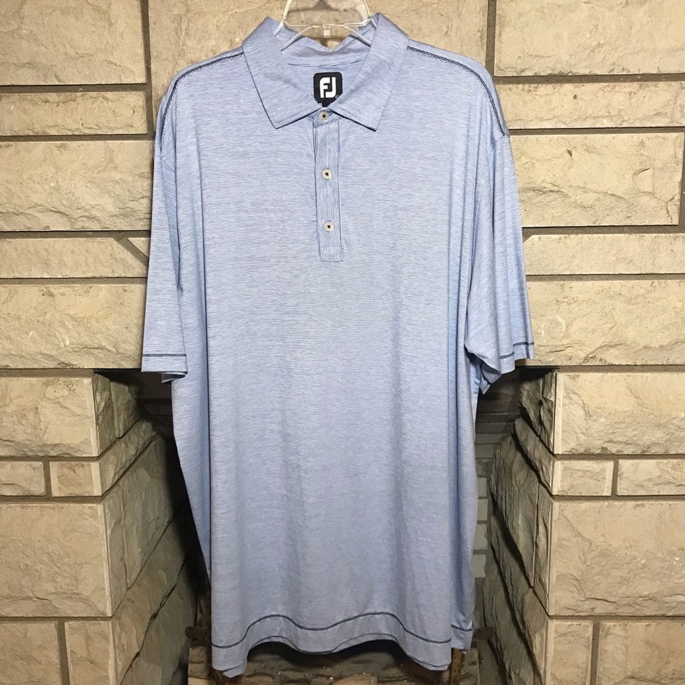 Footjoy FJ Mens Performance Golf Polo Blue/ White Striped Size XXL